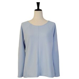Chico's Blue Mara Mittered Ottoman Long Sleeve Blouse Size 0/S